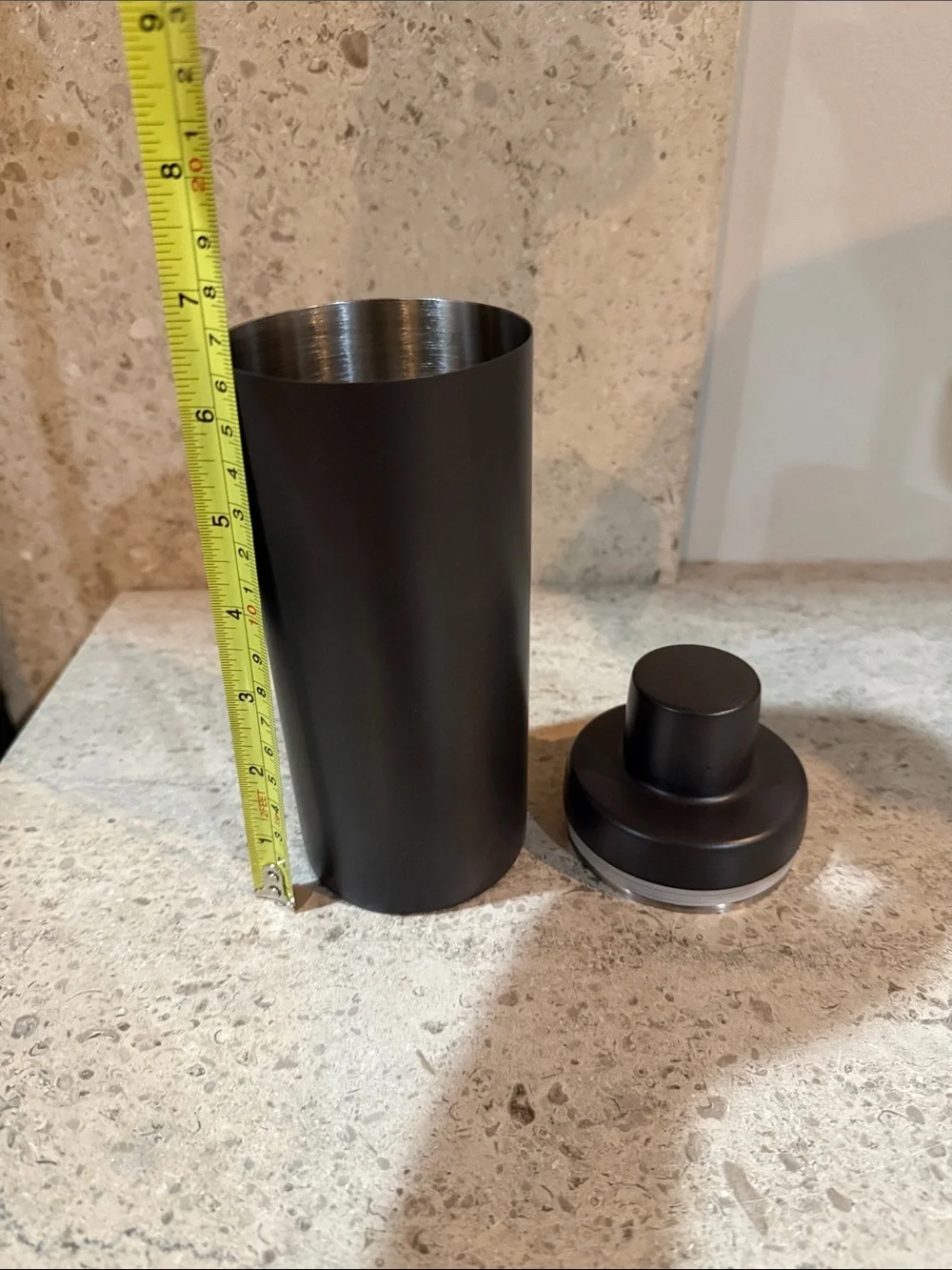 West Elm Matte Black Cocktail Shaker - Two Piece Sleek Home Bar Accessory
